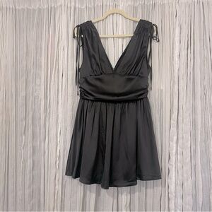 Black satin cocktail dress